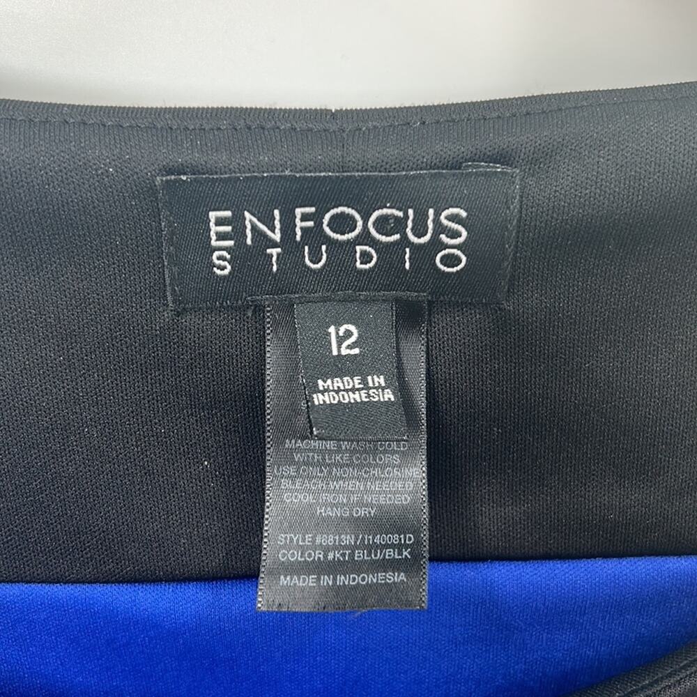 Enfocus Women's Sleeveless Blue & Black Color Block Dress Size 12 - Picture 5 of 13